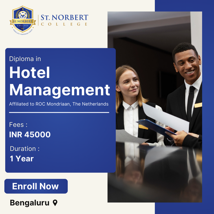 Diploma in Hotel Management (DHM) at St. Norbert College, Bengaluru/Bangalore